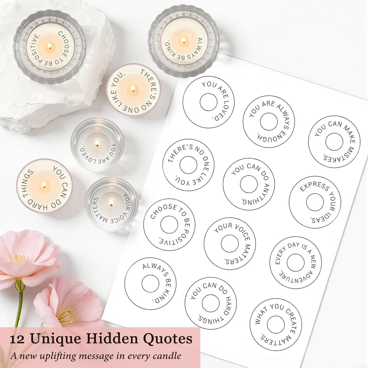 TUZELIYA Candle Gifts for Women, 12 Pack Secret Message Candles with 12 Scents, Birthday Gifts for Women, GirlfriendGifts for Her, Scented Tealight Candle Set with Gift Box & Card