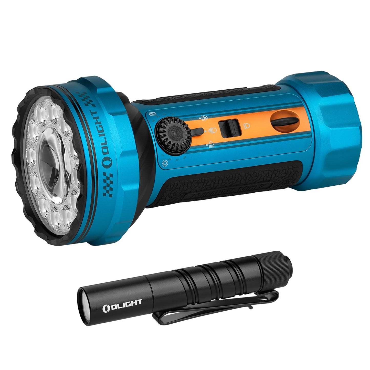OLIGHT Marauder Mini 2 Bright Flashlight 10,000 Lumen with 750 Meters Beam Distance Bundle with I3T 2 EOS Pocket EDC Flashlight, 200 Lumens Compact Bright Handheld Flash Lights