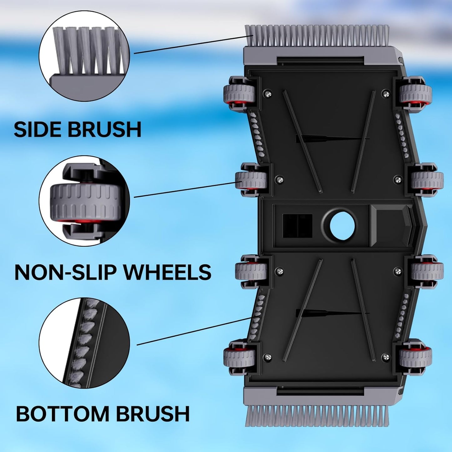 Sepetrel Heavy Duty Pool Vacuum Head - Professional Weighted Design with Wheels & Aluminum Handle