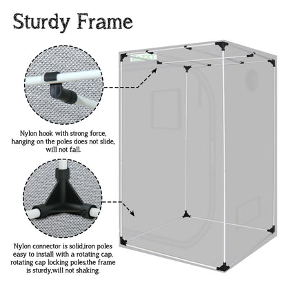 zazzy Grow Tent 60"x60"x78" Hydroponic Grow Tents Heavy Duty Dark Room Grow Reflective Mylar Grow Tent with Window & Floor Tray for Indoor Plant Growing