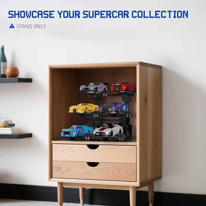 Display Stand for Lego Speed Champion Cars 3-Layer Display Stand Building Set Holds 6 Cars &amp Drivers Compatible with 76917 76908 76918 76915 76914 76907 76901 76902 &amp More