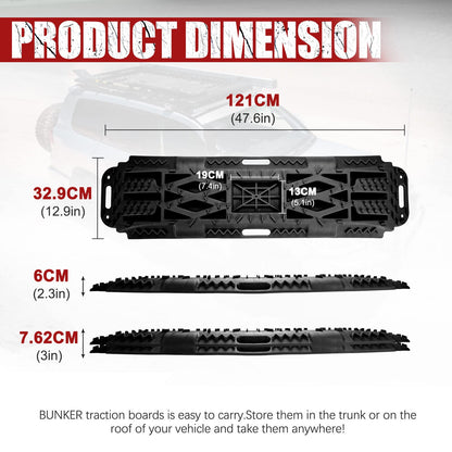 BUNKER INDUST Offroad Traction Boards with Jack Lift Base + 1"×30ft Kinetic Recovery Rope with 2 Soft Shackles Kit