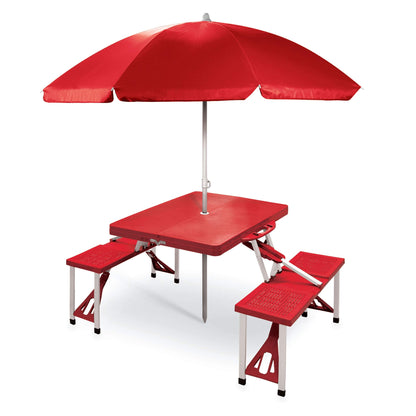 ONIVA - a Picnic Time brand - Folding Picnic Table - Camping Table - Outdoor Table with Umbrella Hole, (Red), 36.2" x 18" x 5.5"