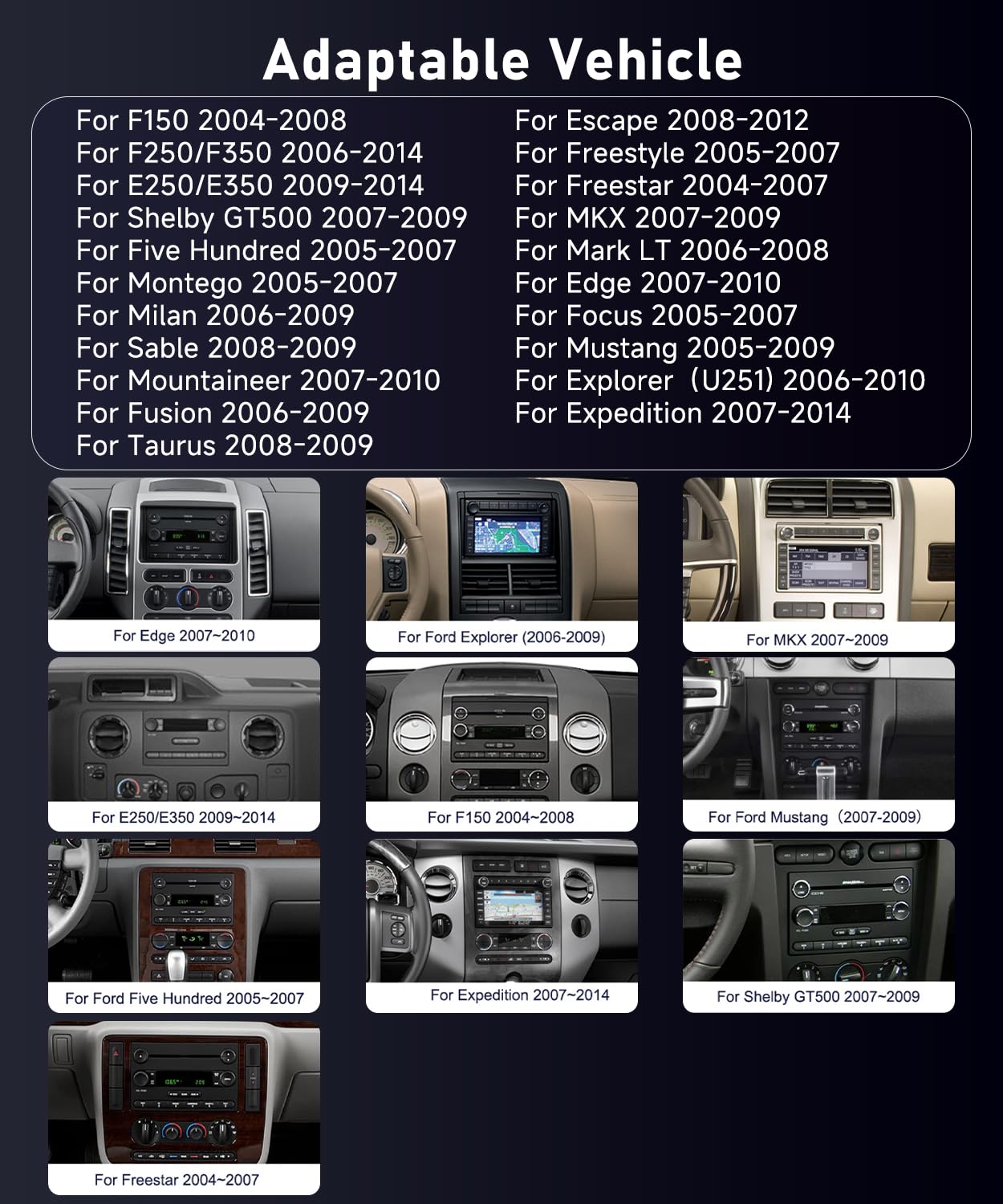 4G+64G Car Radio Stereo for Ford F150 F250 F350 Fusion Edge Explorer Expedition, 7“ IPS Touch Screen/Android 15/Wireless CarPlay/Android Auto/DSP/GPS/WiFi/5.0Bluetooth/SWC/AHD Backup Camera