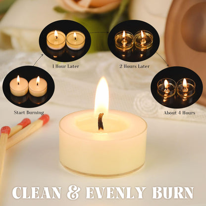 Natural Beeswax Tealight Candles - 24 pcs - Organic Small Candle Natural Scent Smokeless Clean Burning-White