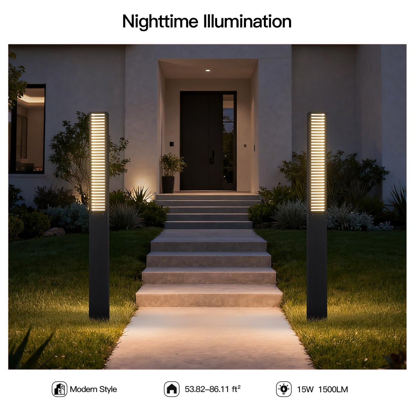 MVBT Landscape Path Lights AC100-240V, 71" Tall Driveway Lights Waterproof, Modern Pathway Light Wired, LED Bollard Light, Lawn Lamp 3000K Lighting for Yard Patio Garden Walkway Sidewalk Commercial