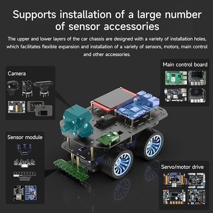 Yahboom Smart Chassis Car 2WD Kit with 520 Encoder MotorAluminum Alloy Framewith Expansion Board Driverfor DIY Educational Robot Car Kit(Unassembled) with Battery