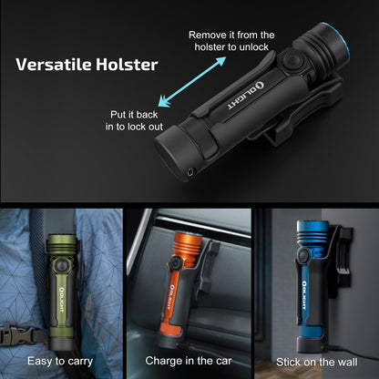 OLIGHT Seeker 4 Pro Rechargeable Flashlights, 4600 Lumens High Powerful Bright Light with USB C Holster, Waterproof IPX8 for Emergencies, Camping, Searching (Matte Black Cool White)