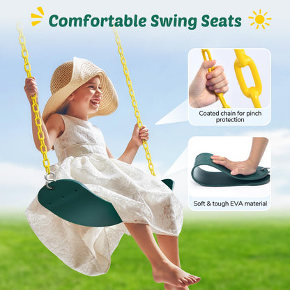 Trekassy 440lbs Capacity Swing Sets for Backyard - 2 Seat Outdoor Playset with Saucer & Belt Swing, Heavy-Duty A-Frame Metal Stand for Kids Family Fun (Patented)