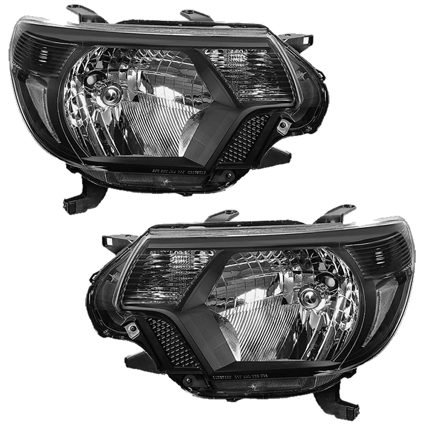 ATOMTEC Chrome Headlights Assembly Fit For 2012 2013 2014 2015 Toyota Tacoma Black Housing Clear Reflector Halogen headlamp Replacement Driver Passenger Side TO2503182 TO2502182