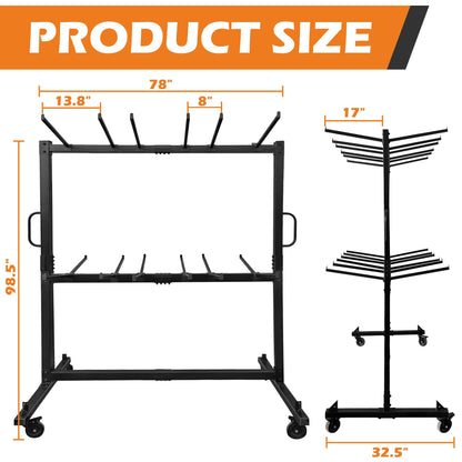 koretech Folding Chair Rack for 96 Chairs or 12 Tables, Folding Chair Cart with Wheels Heavy Duty, Chair Storage Dolly for Transport Organize Chairs