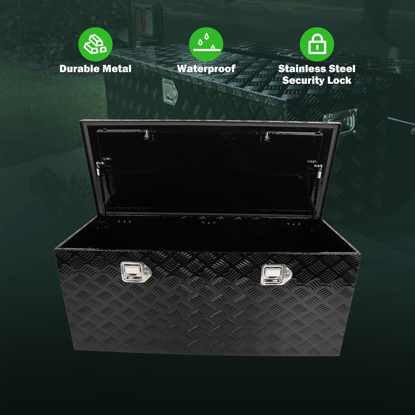 SCITOO 44 Inch Aluminum Heavy Duty Truck Bed Tool Box,Diamond Plate Crossover Storage for Most Full Size Pickups,Lockable Weatherproof Chest,Fits 44" Truck Beds,Easy Access to Load and Unload