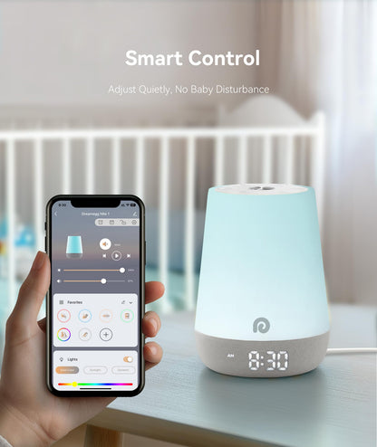 Dreamegg Sound Machine Baby - White Noise Sound Machine Baby With Night Light, Ok to Wake Alarm Clock, 34 Soothing Sounds, Sleep Trainer, Routine Builder, App Control for Kids Nursery Sleeping Bedroom