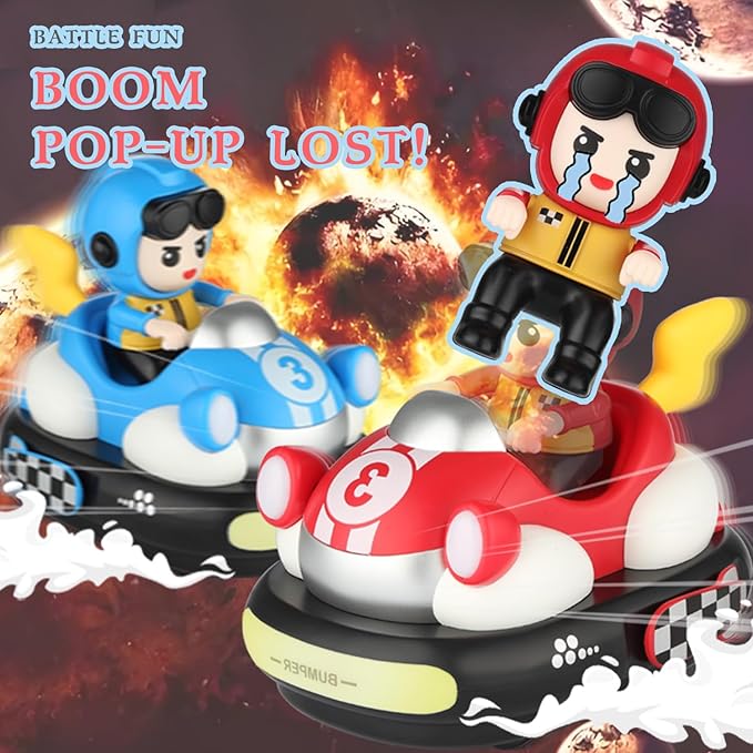 Remote Control Bumper Cars Toy (2 Cars Set) – Rechargeable RC Ejector Vehicles with Music &amp Lights 2-Player Battle Racing Game for Kids Ages 3–8 Birthday Gift