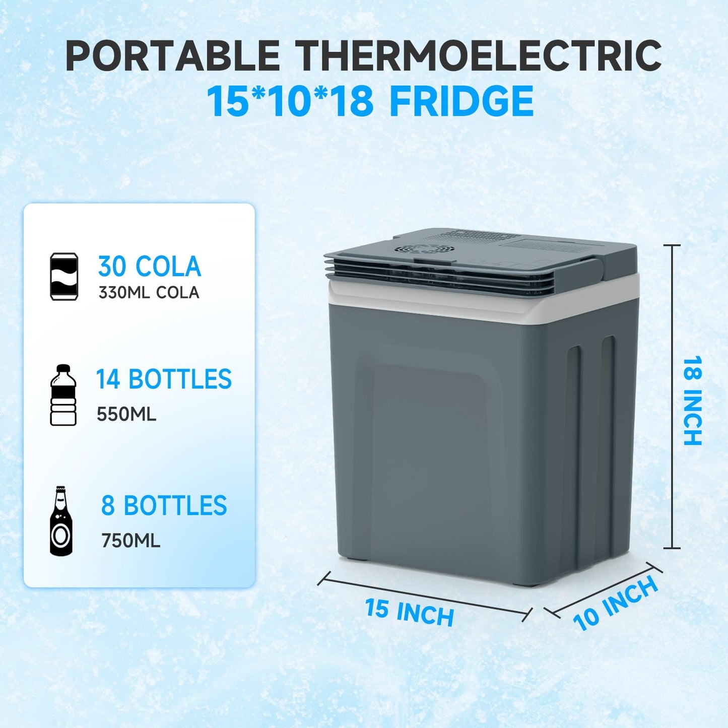 SHAREWIN 25L Portable Electric Cooler & Warmer, Small Refrigerator with Handle, 110V AC and 12V DC Car Fridge, Camping/Outdoor/Travel Cooler for Vehicles & Trucks, Grey