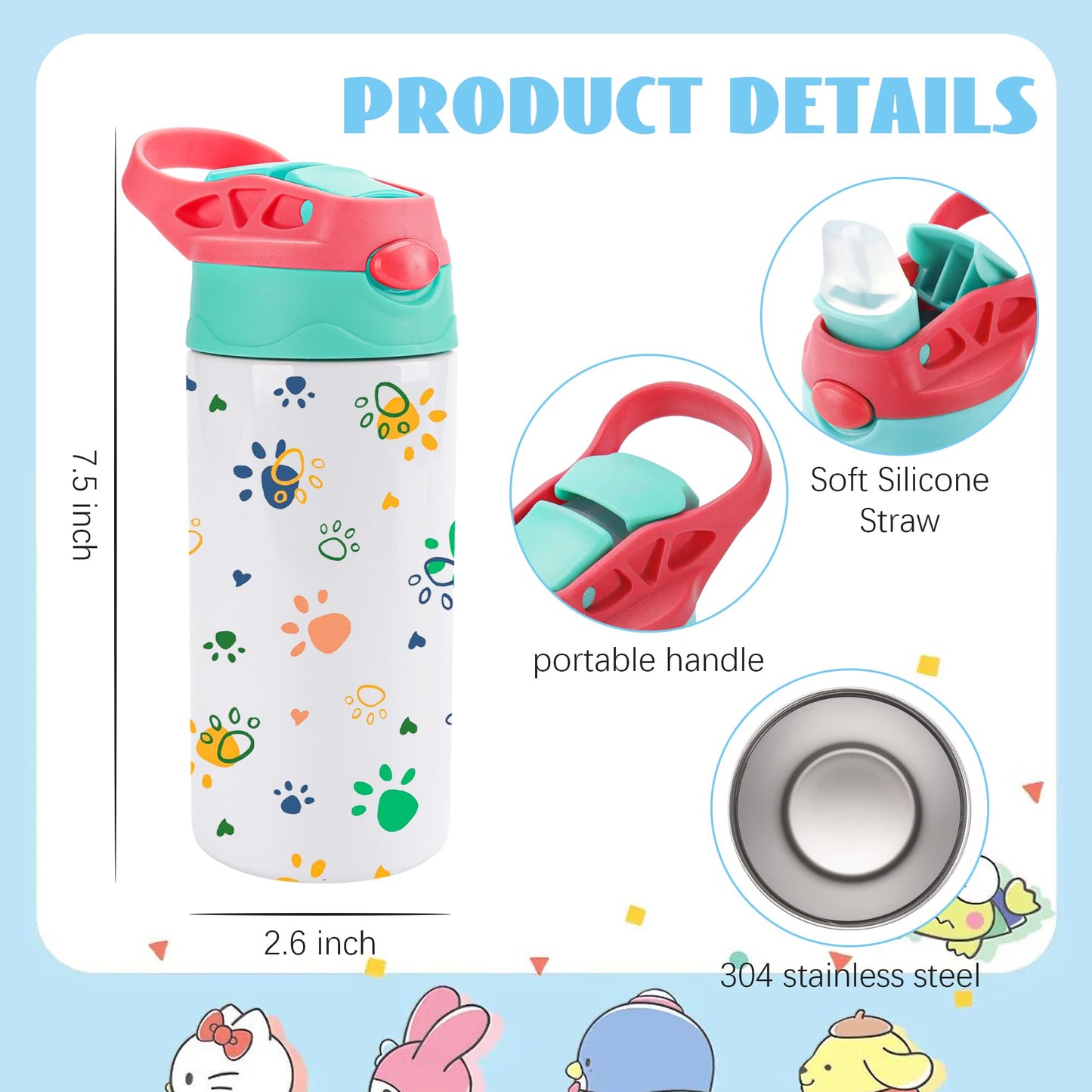 Joyclub Bundle of 10 Pack 12oz Kids Sublimation Tumbler Water Bottle and 25 Pack 20 oz Sublimation Tumblers Flat Edge Cups