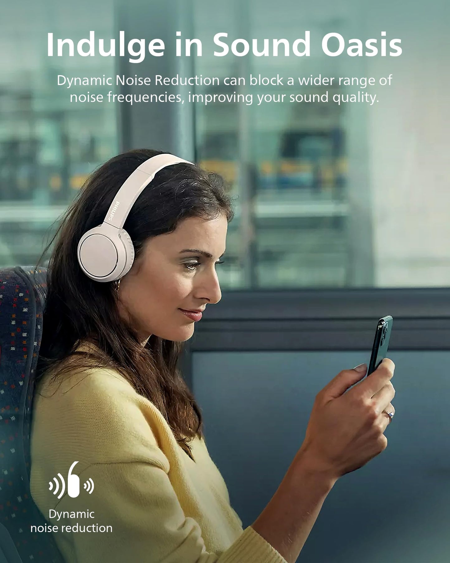 Philips H4205 On-Ear Wireless Headphones with 32mm Drivers & BASS Boost on-Demand, White