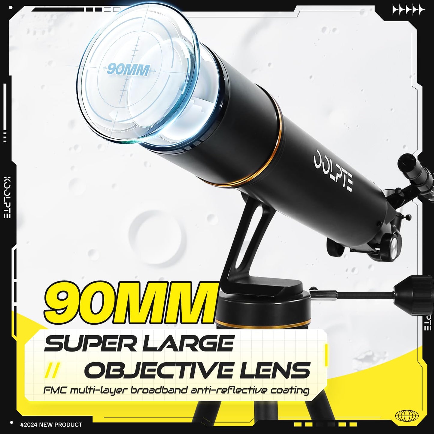 Telescope, 90mm Aperture 700mm Professional Telescope for Adults, High Power with Upgraded Vertisteel AZ Slow-Motion Mount Telescopes for Astronomy Beginners, Stainless Steel Tripod, Phone Adapter,Bag