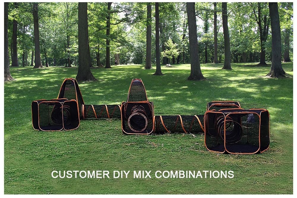 Portable Outdoor Cat Enclosure with Tunnels 6-in-1 Upgraded Reinforcement Pet Playpen Tent House Cage DIY in Multiple Ways for Inside/Outside Rabbits Ferrets Puppy and Small Animals