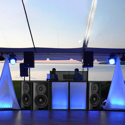 Wuyule Portable DJ Facade Table Station - 40 * 40 * 20 Inches Event Booth With Black and White Scrims, Padded Carrying Bag, Metal Frame Foldable Panel