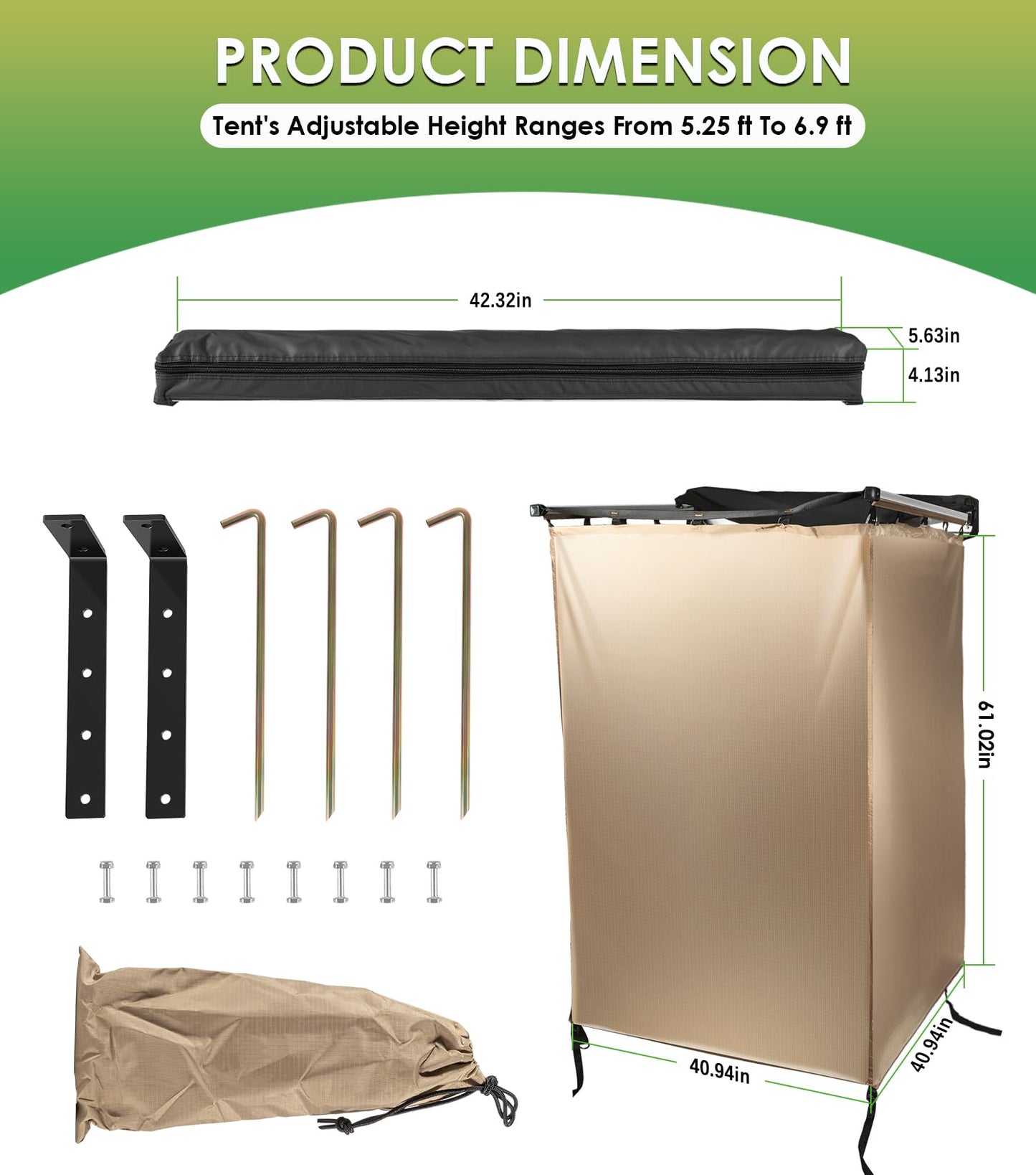 Shower Tent Awning Car Outdoor Camping Shower Tent Vehicle Side Shower Room Portable Privacy Shelter Restroom Bathroom Overland for RV Van Truck