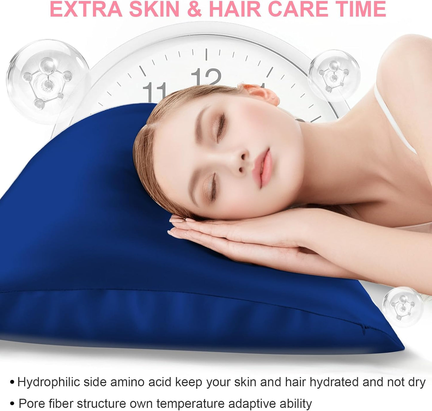 Mulberry Silk Pillowcases by Skiennix - King Size 2-Pack with Hidden Zipper | Smooth, Breathable & Cooling Royal Blue