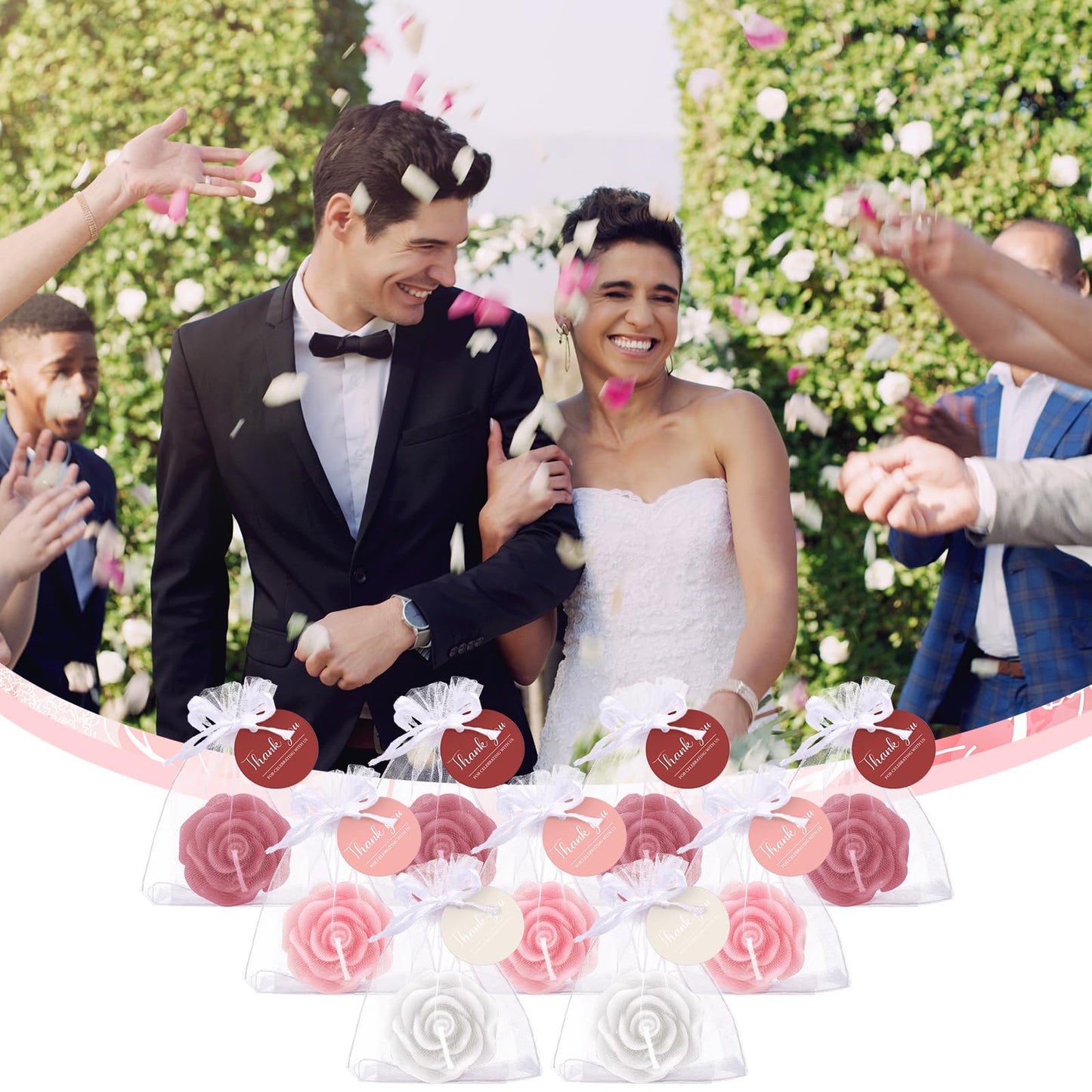 Treela 50 Set Flower Candles Wedding Favor for Guests Mini Dusty Pink Rose Shaped Tealight Candles for Return Gift Wedding Birthday Bridal Shower Housewarming Party