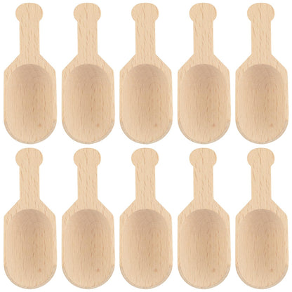 AUEAR, Mini Wooden Scoops Unpainted Kitchen Spoon for Candy Spices Parties Bath Salts Essential (20 Pack, Half Handle)