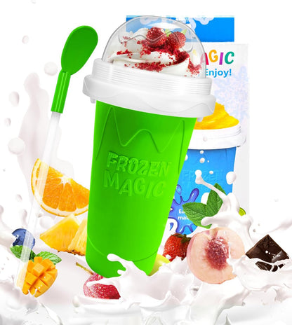 Skiennix Slushy Cup - DIY Magic Slushy Maker for Juices & Ice Cream | Portable Double-Layer Design (Green)