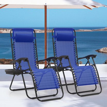 MoNiBloom Zero Gravity Chairs Set of 2 Outdoor Folding Patio Lounge Chairs for Outside Reclining Lawn Chairs Recliner Beach Chairs for Adults, Blue