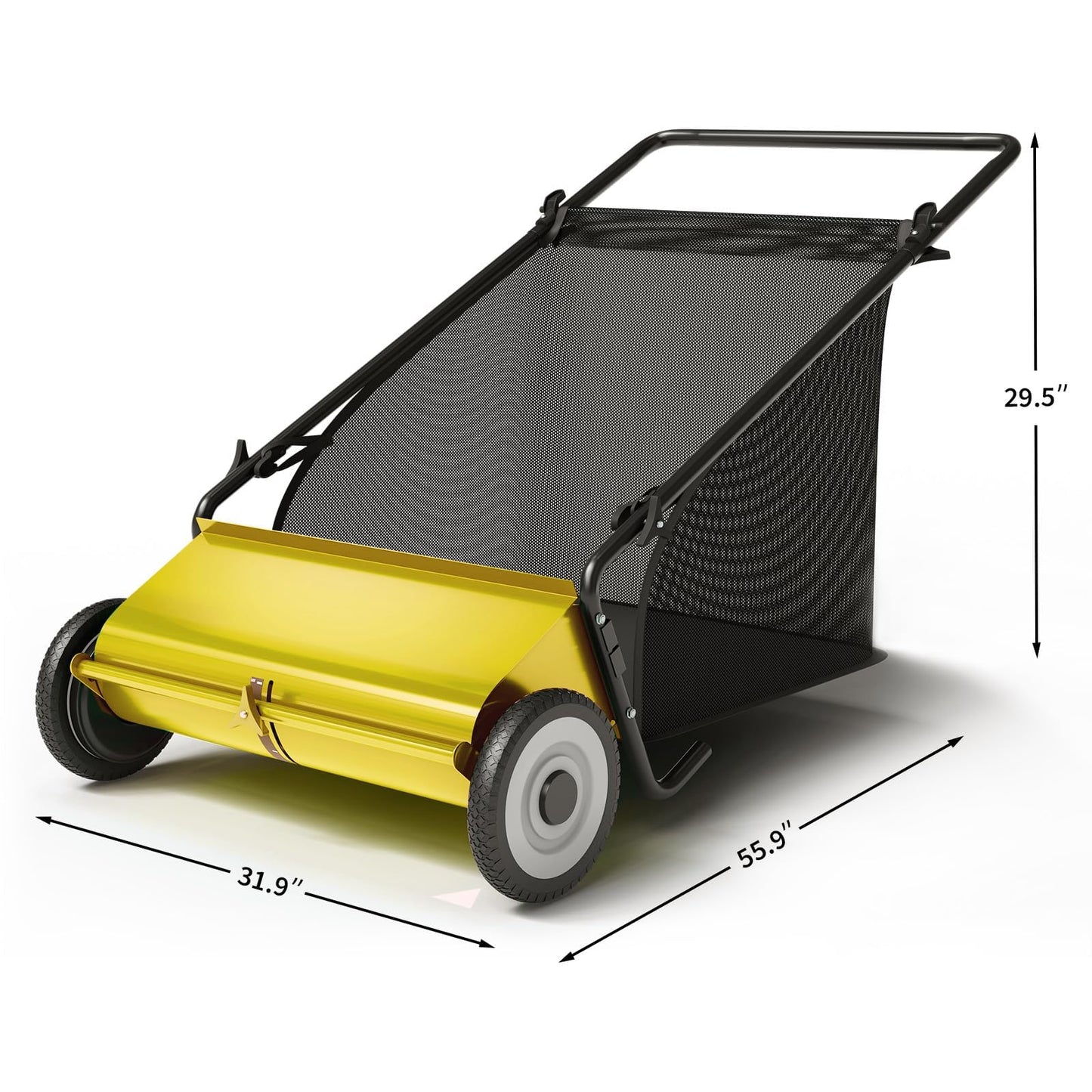 26-Inch Push Lawn Sweeper, Extra-Wide 4-Brush Yard Sweeper with 7 Cu.ft. Mesh Collection Bag, Heavy-Duty Steel Frame, Height-Adjustable Leaf & Grass Sweeper for Lawn, Yard, Sidewalk & Driveway