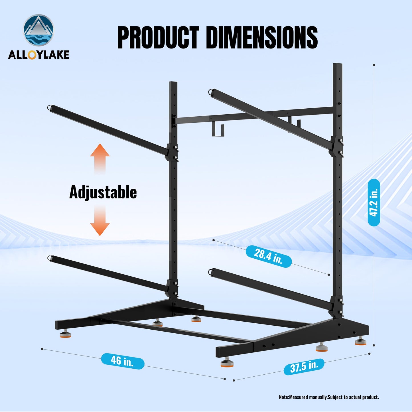 AlloyLake Freestanding Kayak Storage Rack, 2-Tier Heavy Duty Outdoor Canoe Stand for Garage & Dock, Holds 220 lbs, Rust-Proof 304 Stainless Steel Hardware (Black)