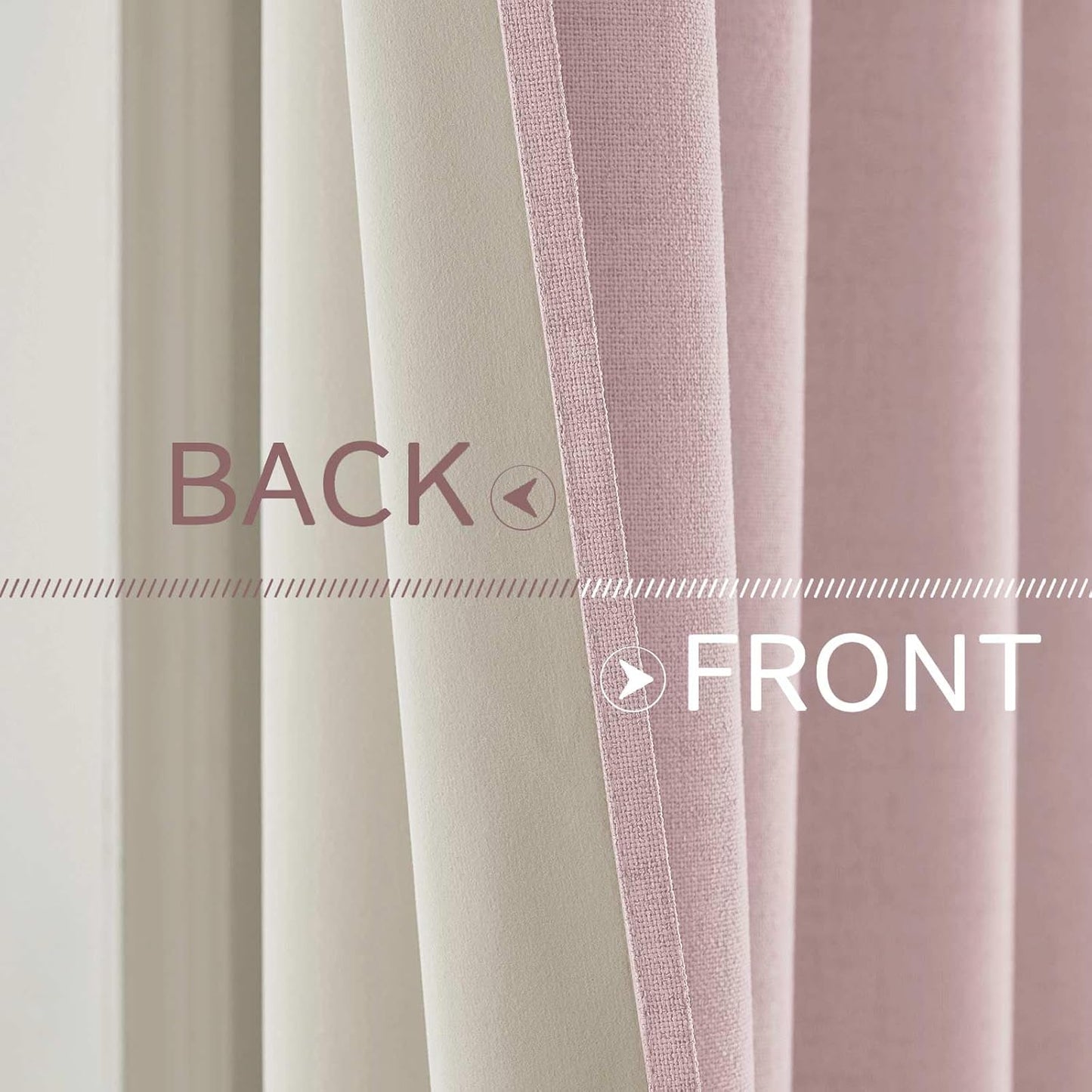MIULEE Blackout Curtains - 100% Thermal Insulated Linen Texture Drapes | Pink, 52x96 Inch (2 Panels)