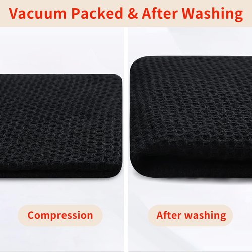 Homaxy 100% Cotton Waffle Weave Kitchen Dish Cloths, Ultra Soft Absorbent Quick Drying Dish Towels, 12 x 12 Inches, 24-Pack, Black