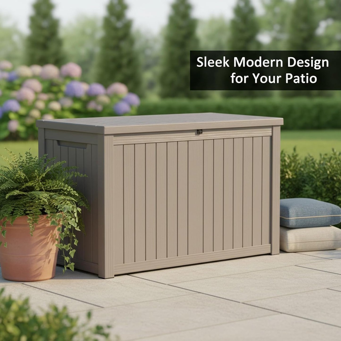 Resin Deck Box 180 Gallon - Lockable Waterproof Outdoor Storage for Patio Furniture & Garden Tools