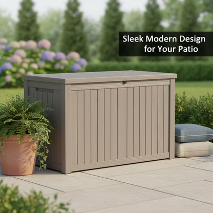 Resin Deck Box 180 Gallon - Lockable Waterproof Outdoor Storage for Patio Furniture & Garden Tools