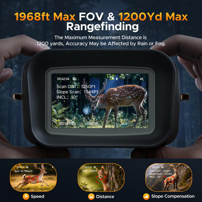 Night Vision Binoculars with 1200Yd Laser Rangefinder, 4K Video & 48MP Photo, 18X Digital Zoom Infrared Night Vision Goggles, 5000mAh Rechargeable for Wildlife Observation, Camping & Night Outdoor Use