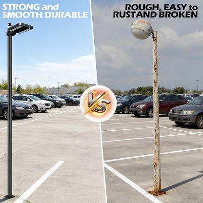 Zyrotin Street Light Pole 10ft Tall, Outdoor Galvanized Steel Solar Street Lamp Post, Suitable for Outdoor Street Courtyard Parking Lot Flag Lighting Fixtures with Mounting Rebar Cage, Accessory