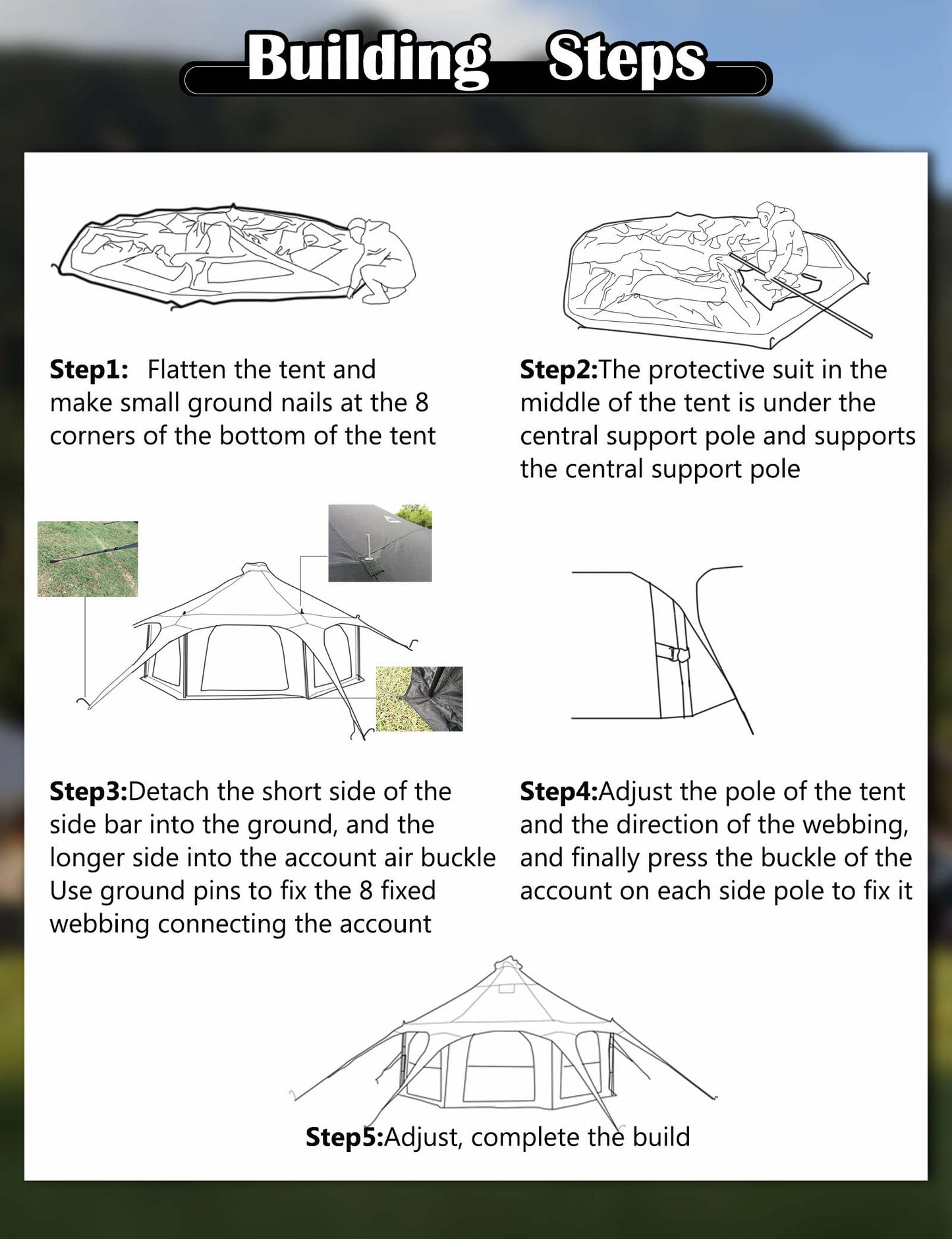 Kanggogo 5M Cotton Canvas Tent Bell - Yurts with Stove Jack，16.4ft*High9.2ft ，Breathable and Windproof,Glamping for 6/8/10Person Family Camping (8-10 People)