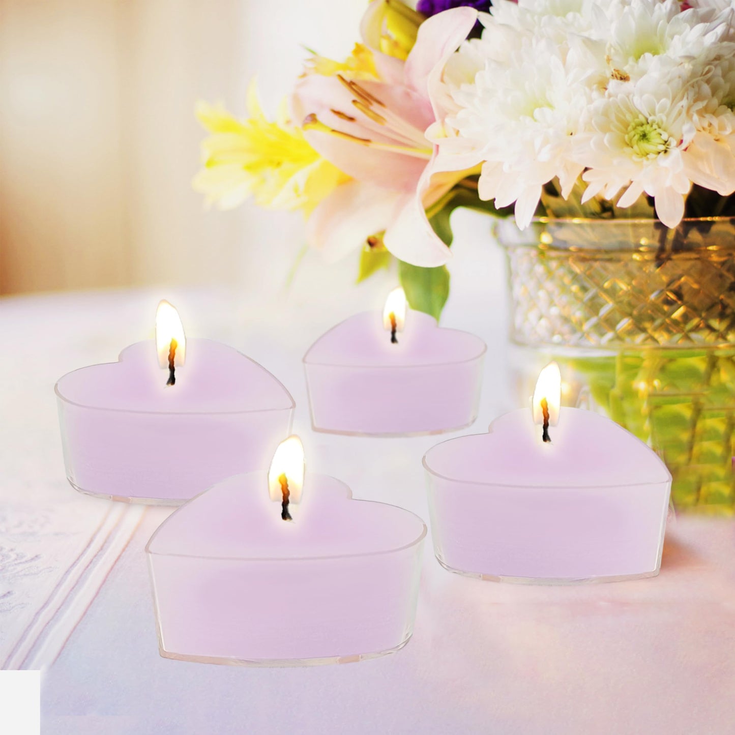 Purple Tea Lights Set of 24, Violet Scented Tealight Candles, Handmade Tea Candles, Long Burning Tealights for Romantic Wedding Home Decor Gift