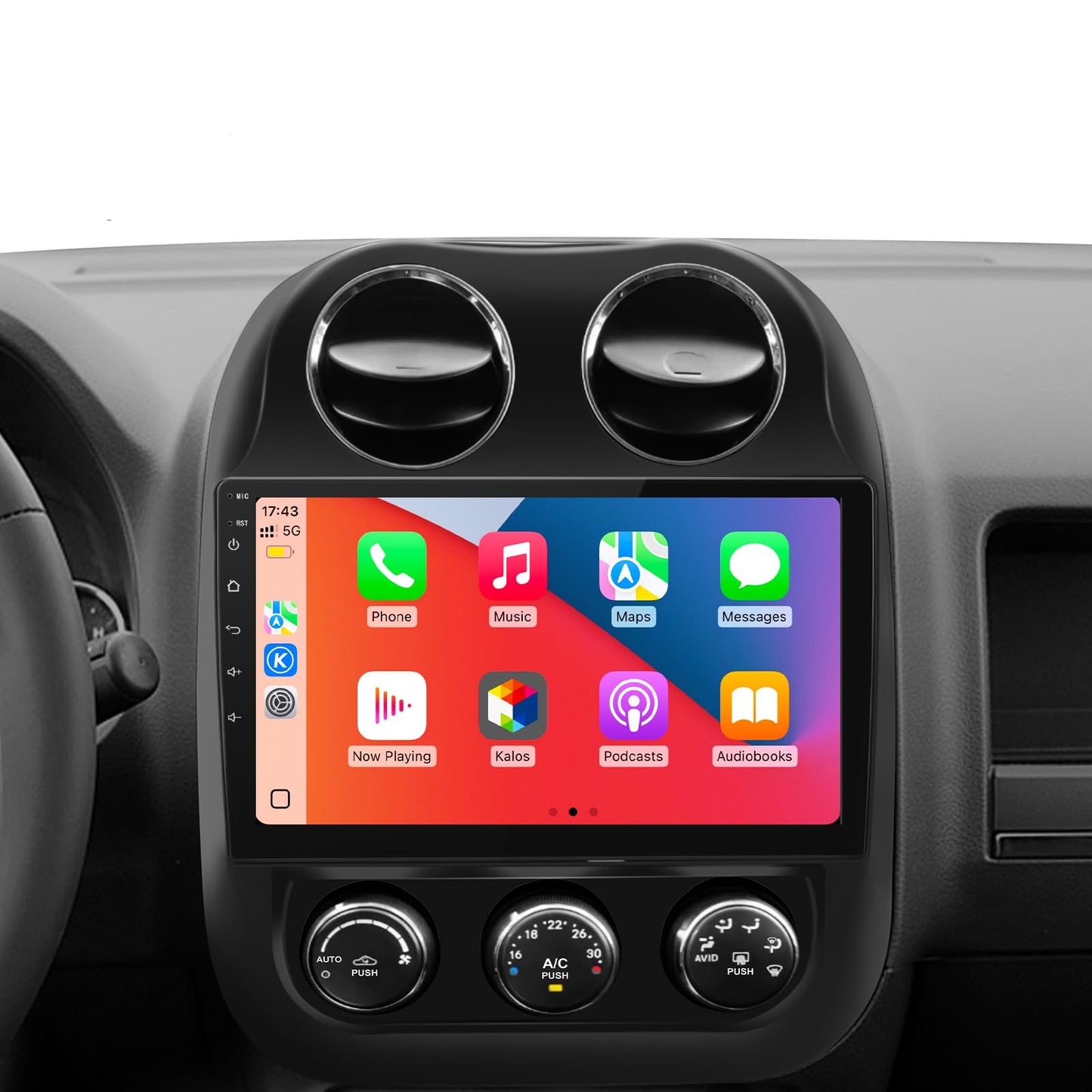 Car Radio for Jeep Compass Patriot 2010-2016, 10.1 inch Touch Screen Android 13 2G RAM 64G ROM Carplay/Android Auto/Mirror Link/SWC/Bluetooth/WiFi AHD Backup Camera