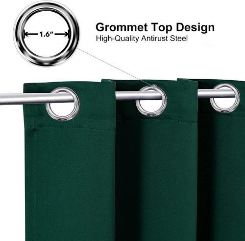 ChrisDowa Grommet Blackout Curtains - Thermal Insulated Room Darkening Panels, Forest Green, 52W x 95L