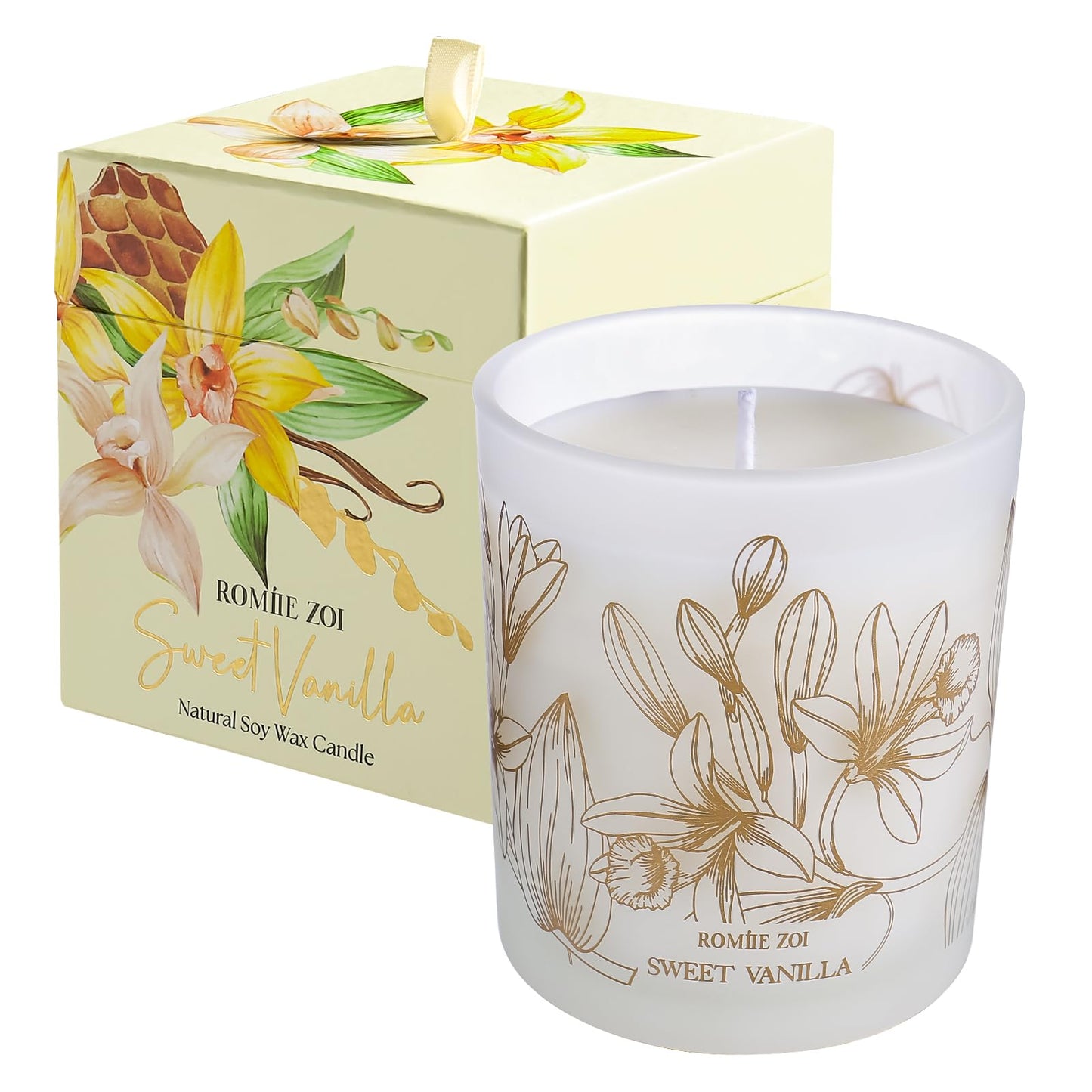 ROMIIE ZOI Scented Candle - Sweet Vanilla - 6oz Soy Wax Candle for Home, Gifts for Women