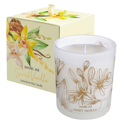 ROMIIE ZOI Scented Candle - Sweet Vanilla - 6oz Soy Wax Candle for Home, Gifts for Women