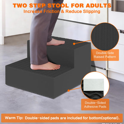 High Density Foam Two Bed Step Stool for Seniors Adults, 11.8" Rise Step with Double Sided Non-Slip Surface & Pads for High Bed/Kitchen/Door Entrance