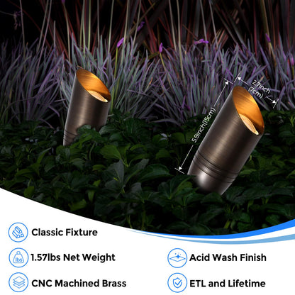 Gardencoin Solid Brass Outdoor Landscape Spotlights, 12V Heavy Duty Low Voltage LED Landscape Lights Waterproof for Garden Uplighting, Classic Bronze Accent Lighting Fixture Without MR16 Bulb, 4 Pack