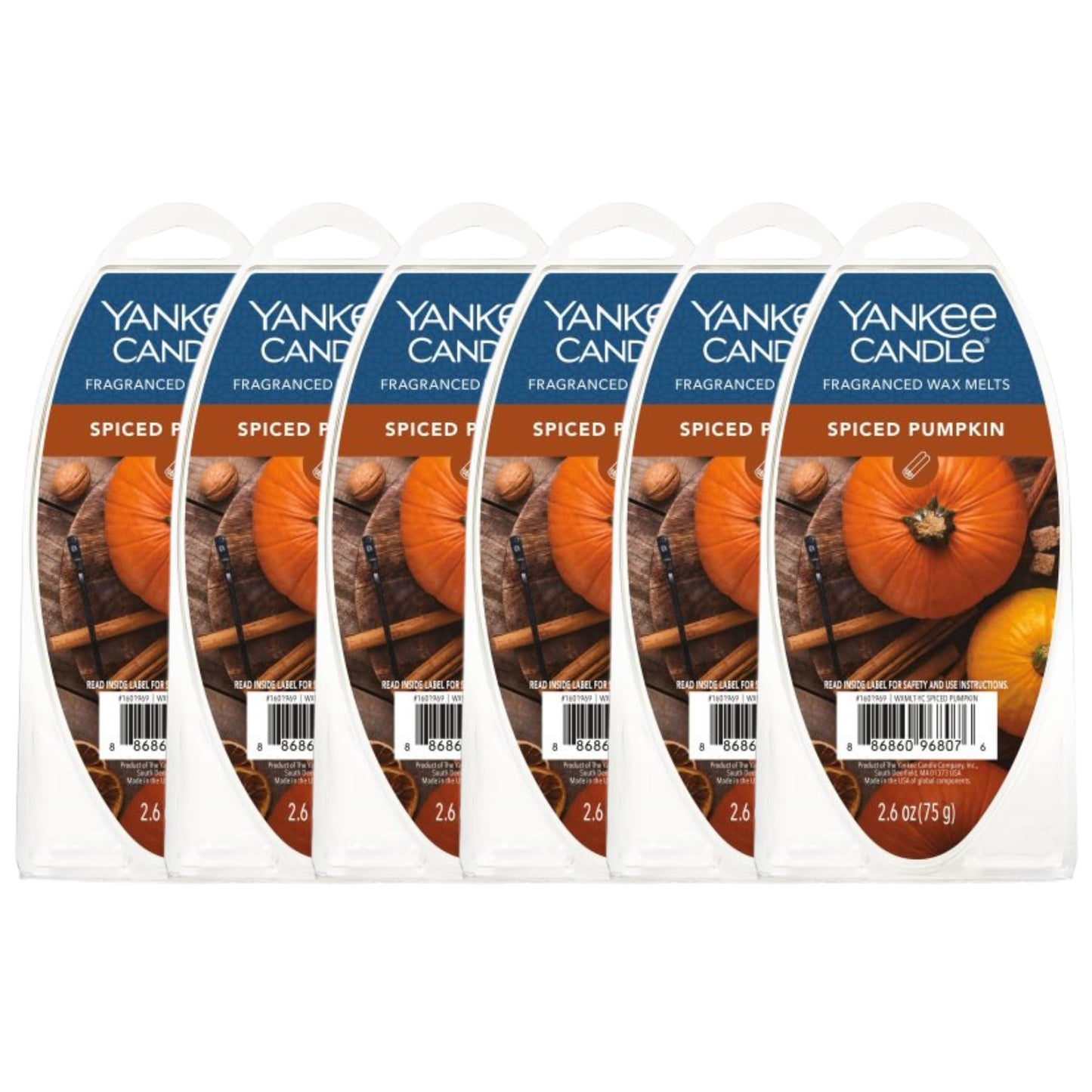Yankee Candle Scented Wax Melts for Wax Warmers, Long Lasting Home Fragrance, Odor Eliminating Wax Cubes, Spiced Pumpkin, 6 Count (Pack of 6)