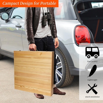 Zupemo Foldable Boho Wooden Picnic Table, No Assembly Required 60" x 30" Portable Outdoor Indoor Low Picnic Table for Floor Camping, Seating, Beach, Backyard, BBQ, Seats 6–8 People