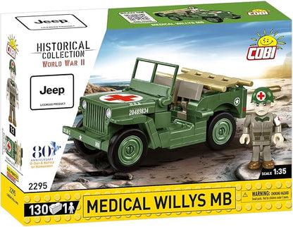 COBI Historical Collection WWII Jeep Willys MB Medical Vehicle Building Set 130 Pieces