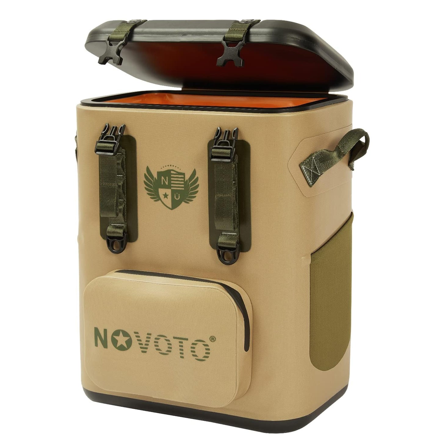 Novoto 30 Can Magnetic Backpack Cooler, Zipperless Soft Cooler Backpack with Wide-Mouth Magnetic Lid, Leakproof Insulated Soft Sided Cooler for Beach, Fishing, Tailgating & Kayak (Wildness)